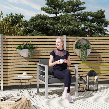 1 Seater All-Weather Garden Sofa with Removable Cushions - Charcoal Grey