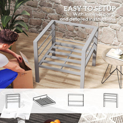 1 Seater All-Weather Garden Sofa with Removable Cushions - Charcoal Grey