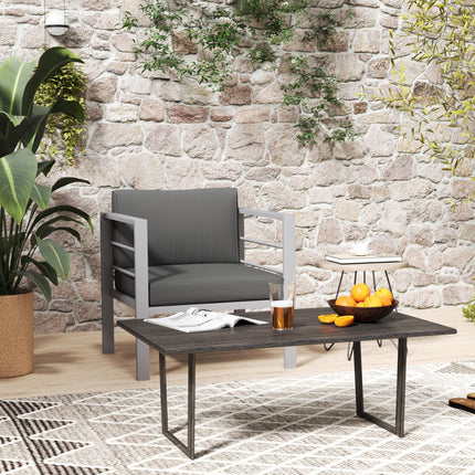 1 Seater All-Weather Garden Sofa with Removable Cushions - Charcoal Grey
