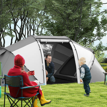 4-6 Person Spacious UV Protection Camping Tent - Charcoal Grey and White