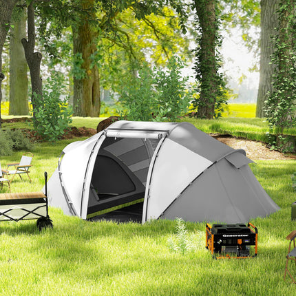 4-6 Person Spacious UV Protection Camping Tent - Charcoal Grey and White