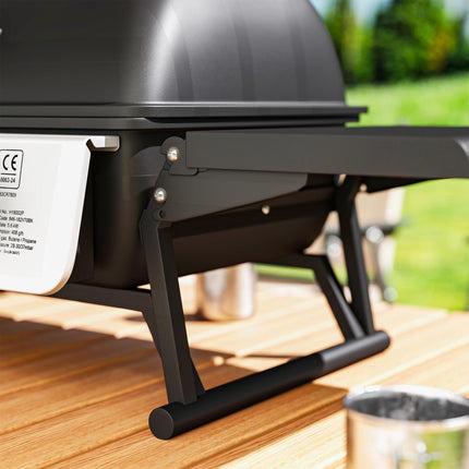 Two-Burner Compact Gas Grill with 2 Folding Side Shelves - Black