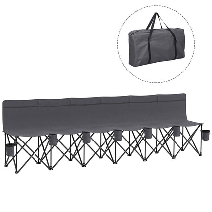 6 Seater Folding Camping Chair with Carry Bag for Outdoor Use - Charcoal Grey