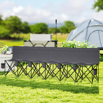 6 Seater Folding Camping Chair with Carry Bag for Outdoor Use - Charcoal Grey