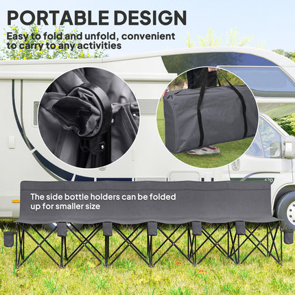 6 Seater Folding Camping Chair with Carry Bag for Outdoor Use - Charcoal Grey