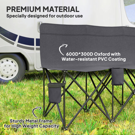 6 Seater Folding Camping Chair with Carry Bag for Outdoor Use - Charcoal Grey