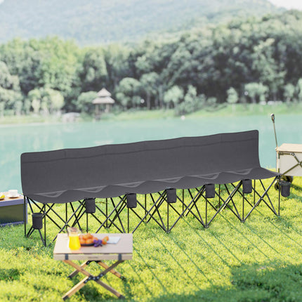 6 Seater Folding Camping Chair with Carry Bag for Outdoor Use - Charcoal Grey