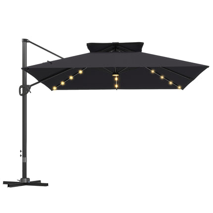 Multi-Angle LED Light Parasol Umbrella - Black
