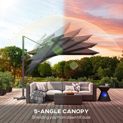Multi-Angle LED Light Parasol Umbrella - Black