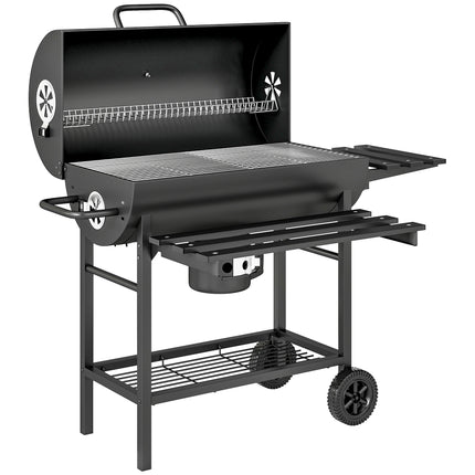 Charcoal BBQ Grill with Foldable Front Side Shelf, Portable Barbecue Smoker with