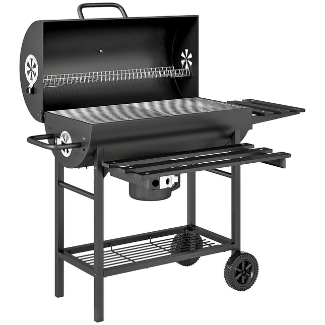 Charcoal BBQ Grill with Foldable Front Side Shelf, Portable Barbecue Smoker with