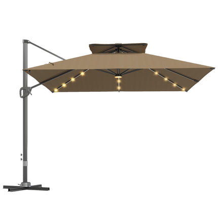 Multi-Angle LED Light Parasol Umbrella - Khaki