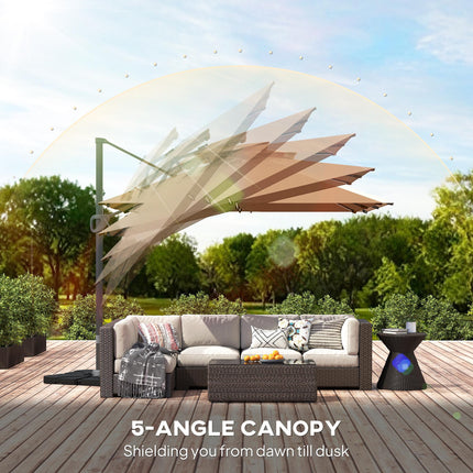 Multi-Angle LED Light Parasol Umbrella - Khaki