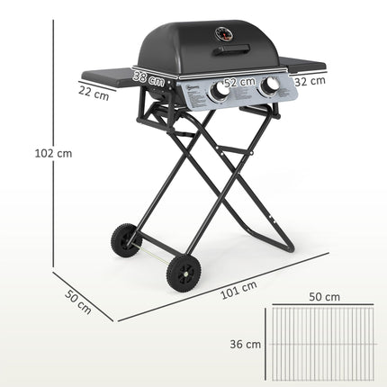 Two-Burner Portable Suitcase BBQ - Black