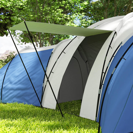 6-9 Person Camping Tent with 3 Bedrooms and Living Room - Blue