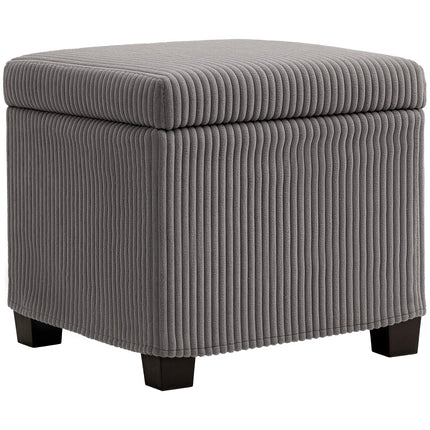 Storage Ottoman Bench with Removable Lid and Legs, 40cm Corduroy Footstool with Storage - Grey
