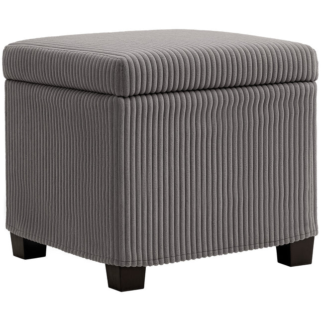 Storage Ottoman Bench with Removable Lid and Legs, 40cm Corduroy Footstool with Storage - Grey