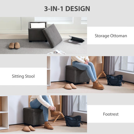 Storage Ottoman Bench with Removable Lid and Legs, 40cm Corduroy Footstool with Storage - Grey
