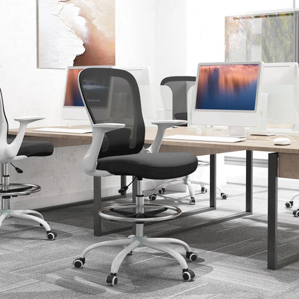 Draughtsman Chair, Mesh Drafting Chair, Ergonomic Office Chair with Flip-up Armr
