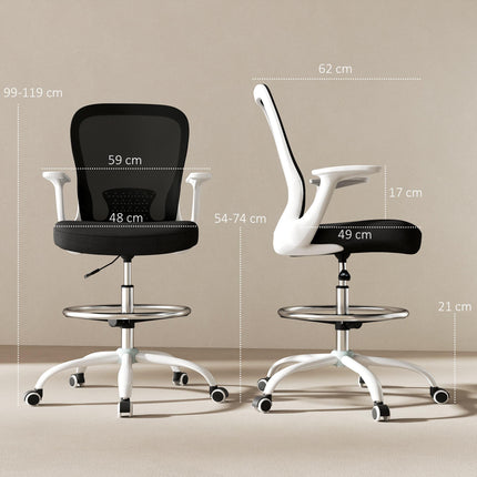 Draughtsman Chair, Mesh Drafting Chair, Ergonomic Office Chair with Flip-up Armr