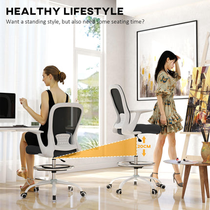 Draughtsman Chair, Mesh Drafting Chair, Ergonomic Office Chair with Flip-up Armr