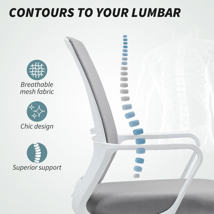 Ergonomic Draughtsman Mesh Drafting Chair with Lumbar Support & Adjustable Foot Ring - Grey