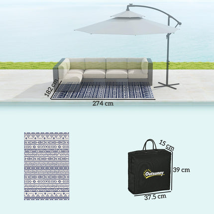 Reversible Outdoor Rug with Carry Bag, Waterproof Plastic Straw Mat for Garden,