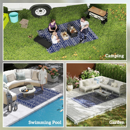 Reversible Outdoor Rug with Carry Bag, Waterproof Plastic Straw Mat for Garden,