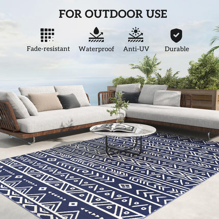 Reversible Outdoor Rug with Carry Bag, Waterproof Plastic Straw Mat for Garden,
