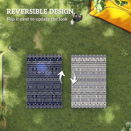 Reversible Outdoor Rug with Carry Bag, Waterproof Plastic Straw Mat for Garden,