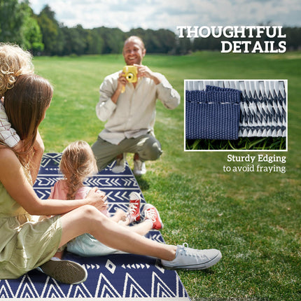 Reversible Outdoor Rug with Carry Bag, Waterproof Plastic Straw Mat for Garden,