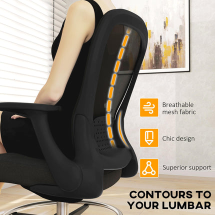 Ergonomic Draughtsman Mesh Drafting Chair with Flip-up Armrest and Adjustable Foot Ring - Black
