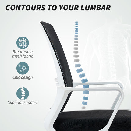 Ergonomic Draughtsman Mesh Drafting Chair with Lumbar Support and Adjustable Foot Ring - Black