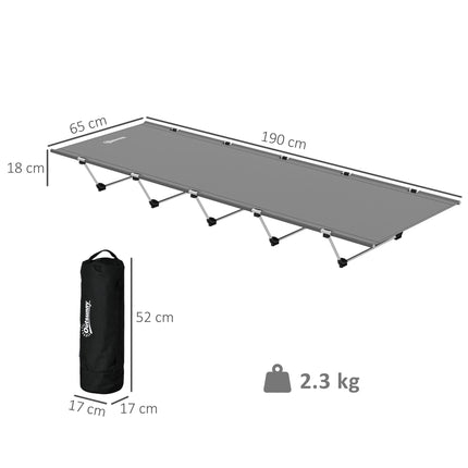 Lightweight Portable Camping Bed with Strong Aluminium Support - Dark Grey