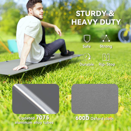 Lightweight Portable Camping Bed with Strong Aluminium Support - Dark Grey
