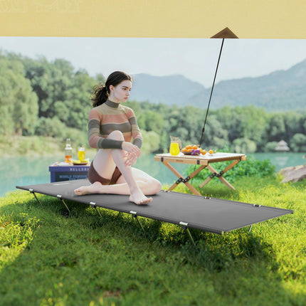 Lightweight Portable Camping Bed with Strong Aluminium Support - Dark Grey