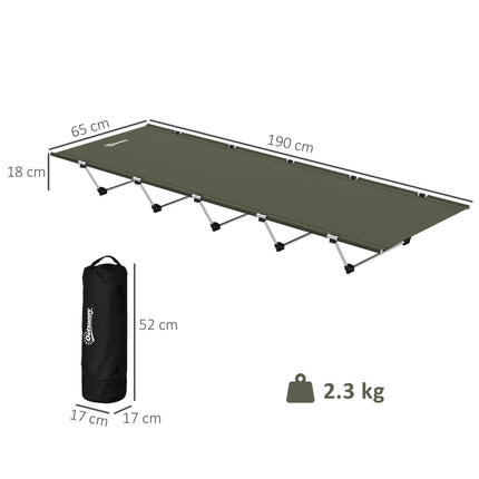 Lightweight Portable Camping Bed with Strong Aluminium Support and Carry Bag - Dark Green