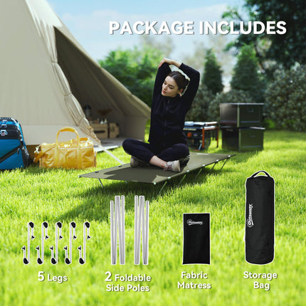 Lightweight Portable Camping Bed with Strong Aluminium Support and Carry Bag - Dark Green