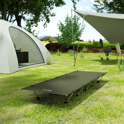 Lightweight Portable Camping Bed with Strong Aluminium Support and Carry Bag - Dark Green