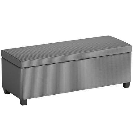 Storage Ottoman Bench 112cm Corduroy Footstool with Removable Lid and Legs - Grey