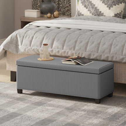 Storage Ottoman Bench 112cm Corduroy Footstool with Removable Lid and Legs - Grey