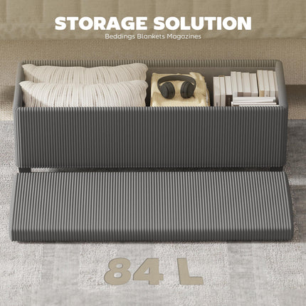 Storage Ottoman Bench 112cm Corduroy Footstool with Removable Lid and Legs - Grey