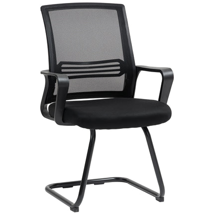 Ergonomic Padded Meeting Desk Chair with Sled Base for Office & Conference - Black