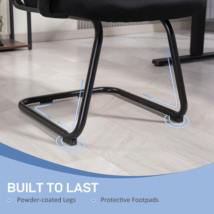 Ergonomic Padded Meeting Desk Chair with Sled Base for Office & Conference - Black