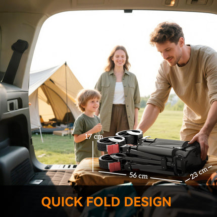 150L Folding Collapsible Trolley Wagon with Adjustable Handle - Grey