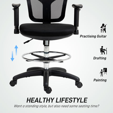 Drafting Chair with Adjustable Armrests, Ergonomic Mesh Office Chair with Lumbar