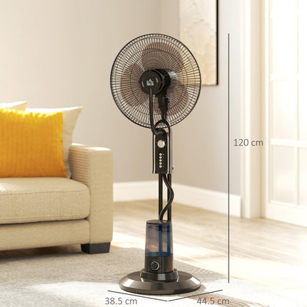 Pedestal Fan with Water Mist Spray, Spray Misting Fan with 70° Oscillation, Tilt Head, 3 Speeds, 3 Modes, Adjustable Mist, 3.2L Water Tank, for Home, 120 cm