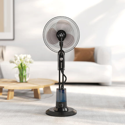 Pedestal Fan with Water Mist Spray, Spray Misting Fan with 70° Oscillation, Tilt Head, 3 Speeds, 3 Modes, Adjustable Mist, 3.2L Water Tank, for Home, 120 cm