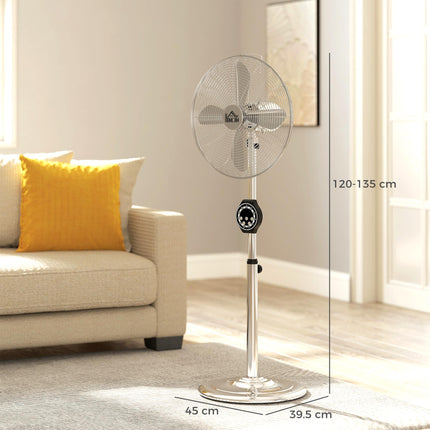 16" Metal Pedestal Fan with Oscillating, Adjustable Height - Silver Tone