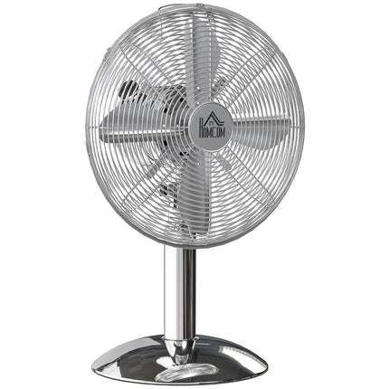Three-Speed Oscillating Desk Fan - Silver-Tone